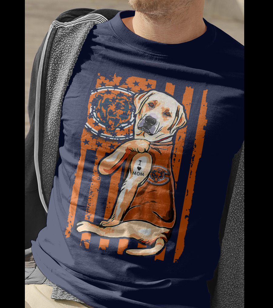 I LOVE MOM Labrador Retriever CHICAGO BEARS T-Shirt