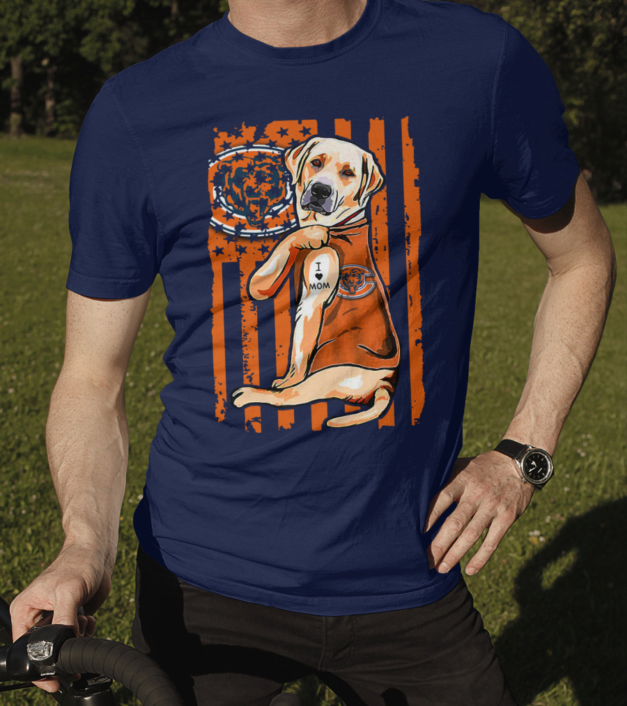 I LOVE MOM Labrador Retriever CHICAGO BEARS T-Shirt
