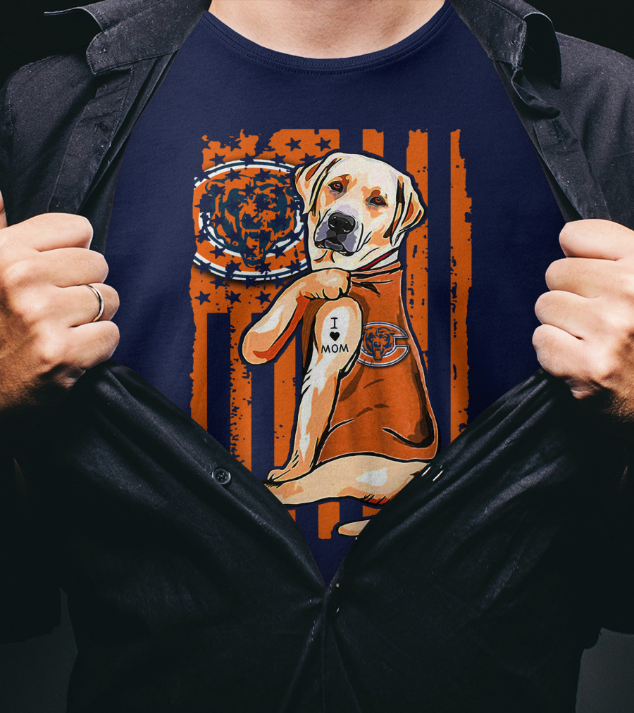 I LOVE MOM Labrador Retriever CHICAGO BEARS T-Shirt