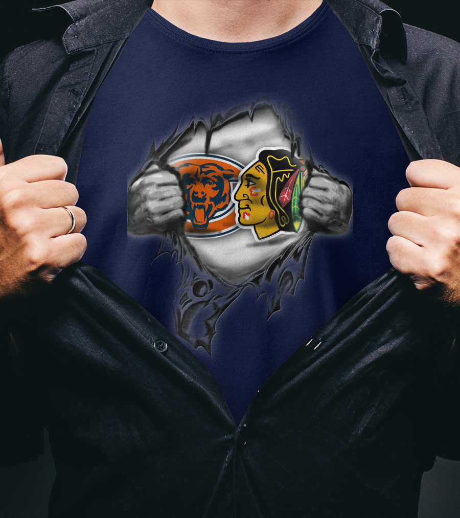 Chicago Bears Blackhawks Fan Mashup T-Shirt
