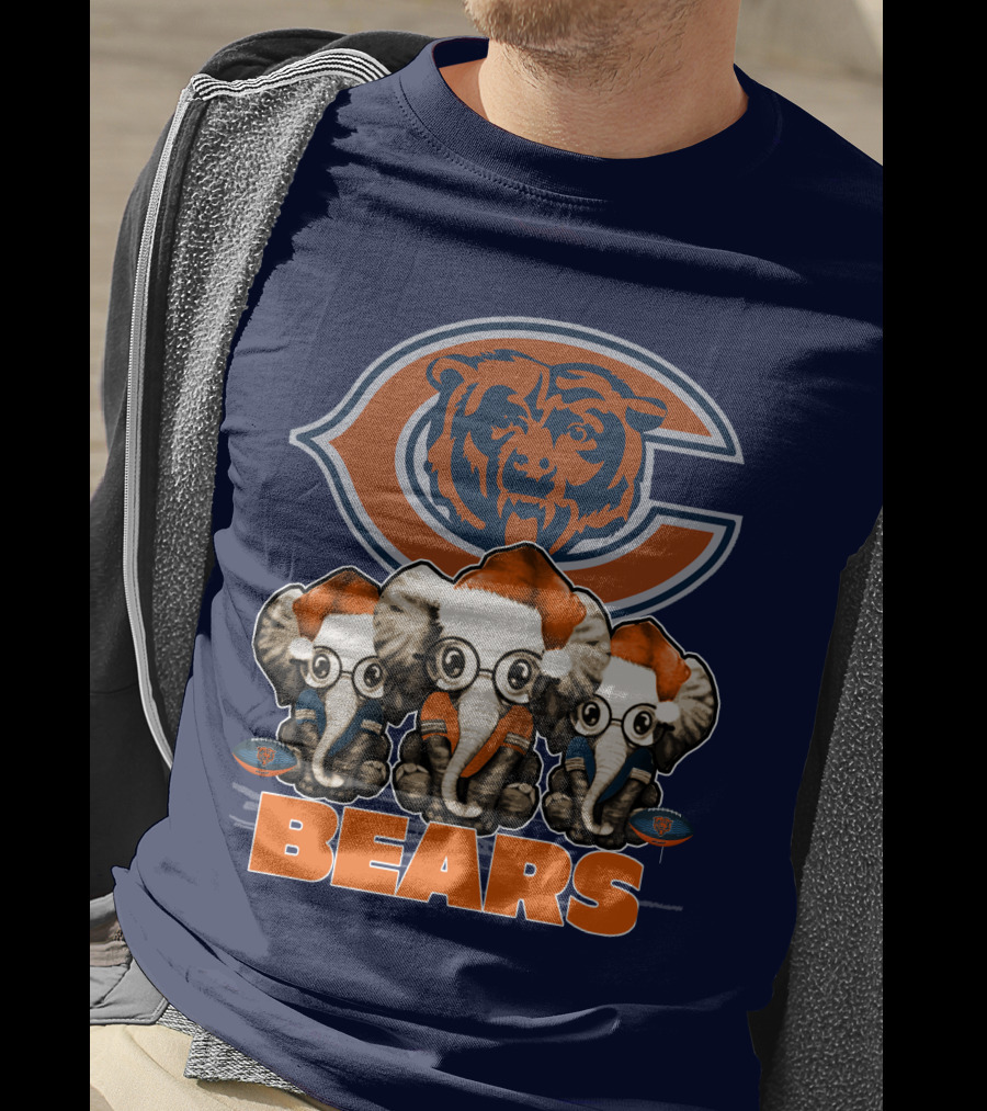 Chicago Bears Christmas Elephants Football T-Shirt