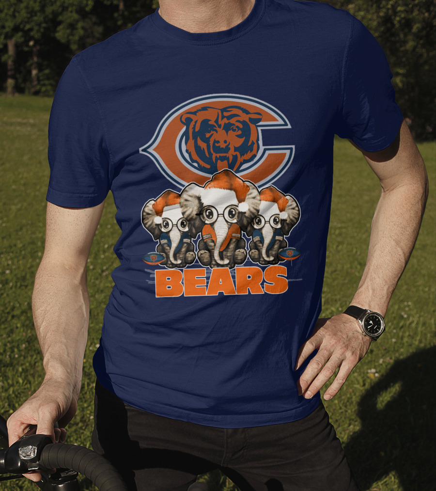 Chicago Bears Christmas Elephants Football T-Shirt