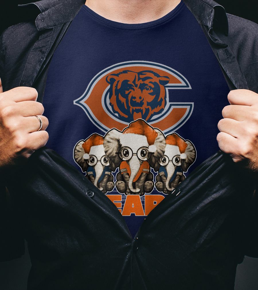 Chicago Bears Christmas Elephants Football T-Shirt