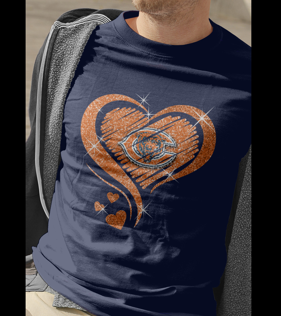 Heart Diamond Chicago Bears Sparkle Hearts T-Shirt