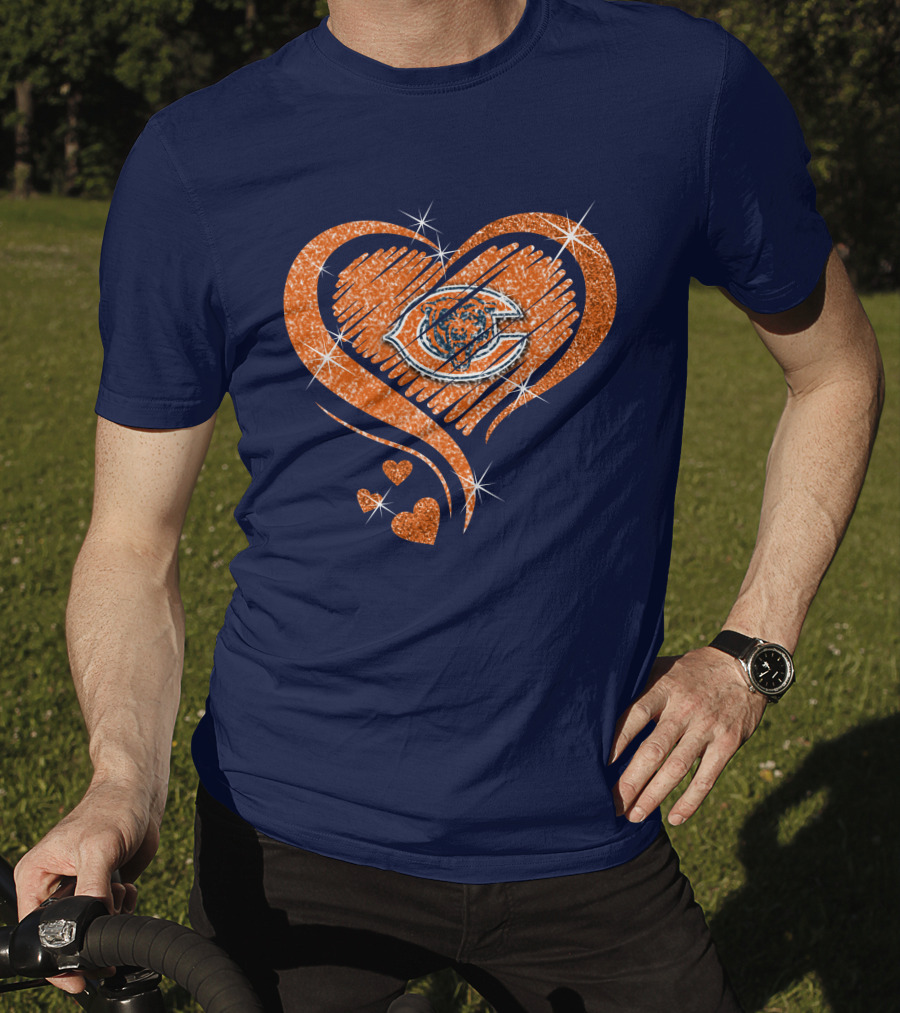 Heart Diamond Chicago Bears Sparkle Hearts T-Shirt