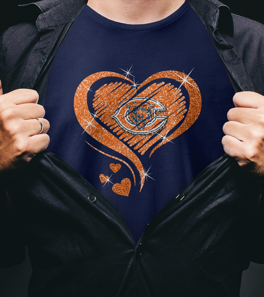 Heart Diamond Chicago Bears Sparkle Hearts T-Shirt