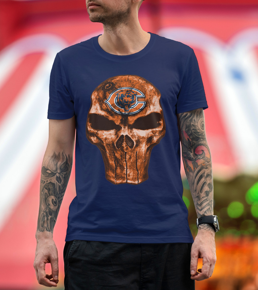 Skull Chicago Bears Logo Skull T-Shirt
