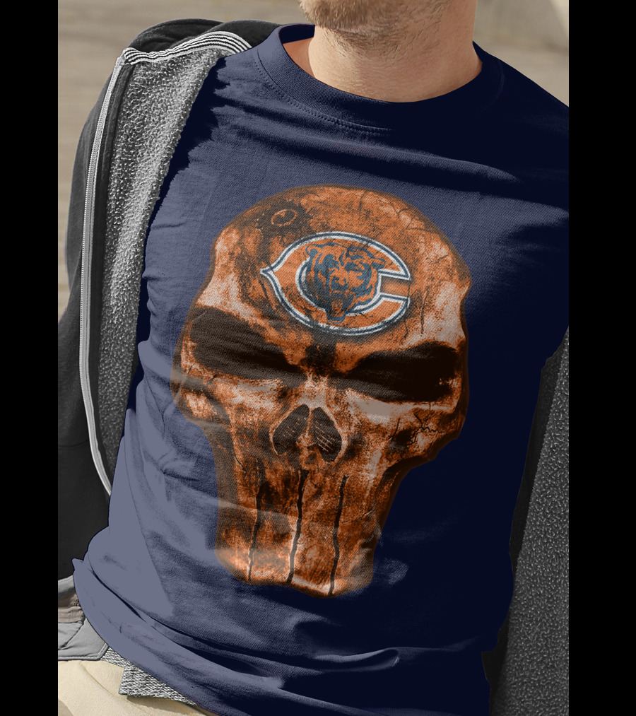 Skull Chicago Bears Logo Skull T-Shirt