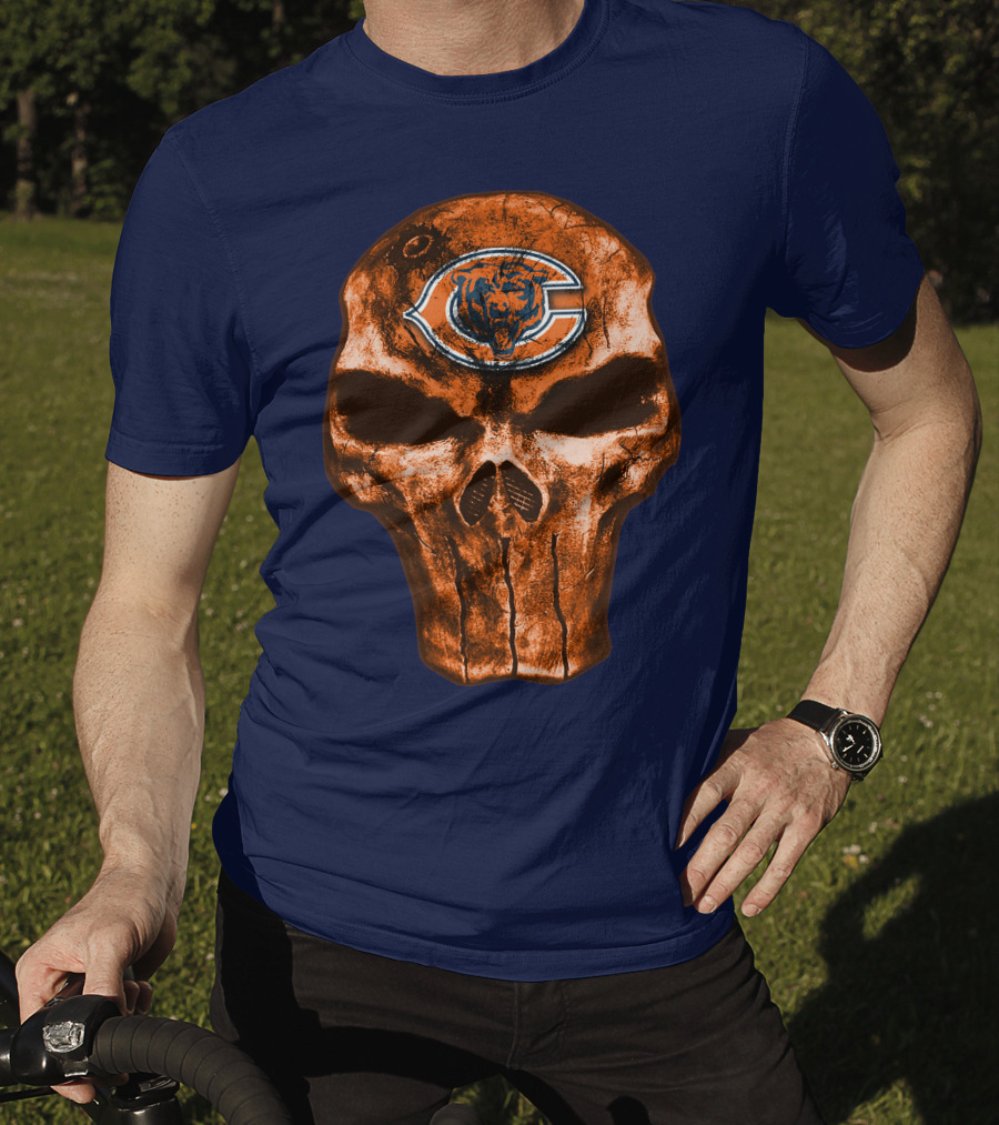 Skull Chicago Bears Logo Skull T-Shirt