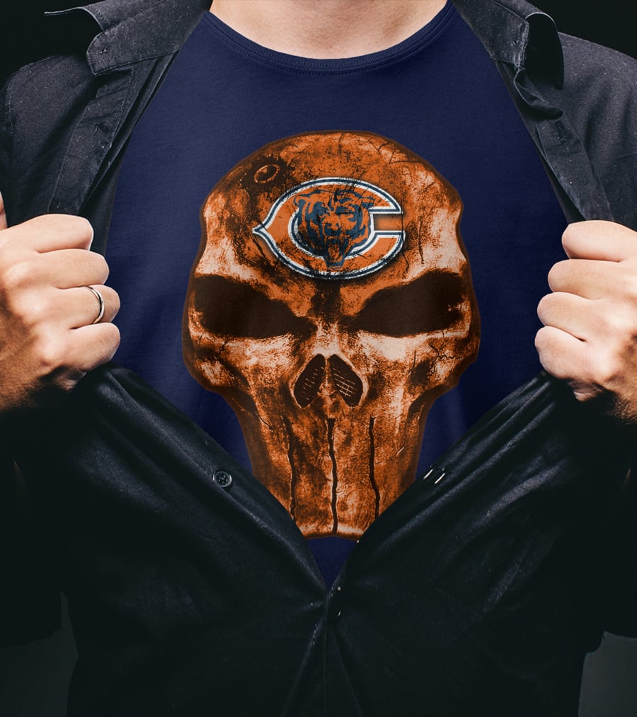 Skull Chicago Bears Logo Skull T-Shirt