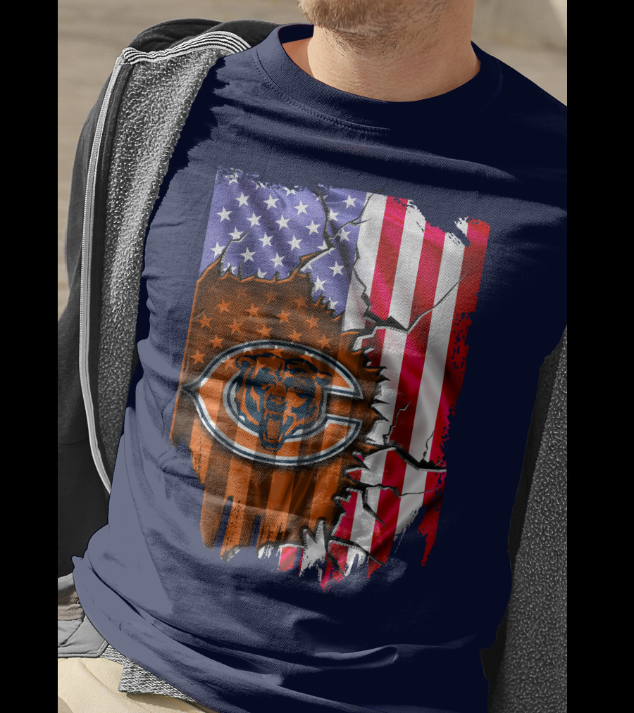 American Flag Chicago Bears Logo Stars Stripes T-Shirt
