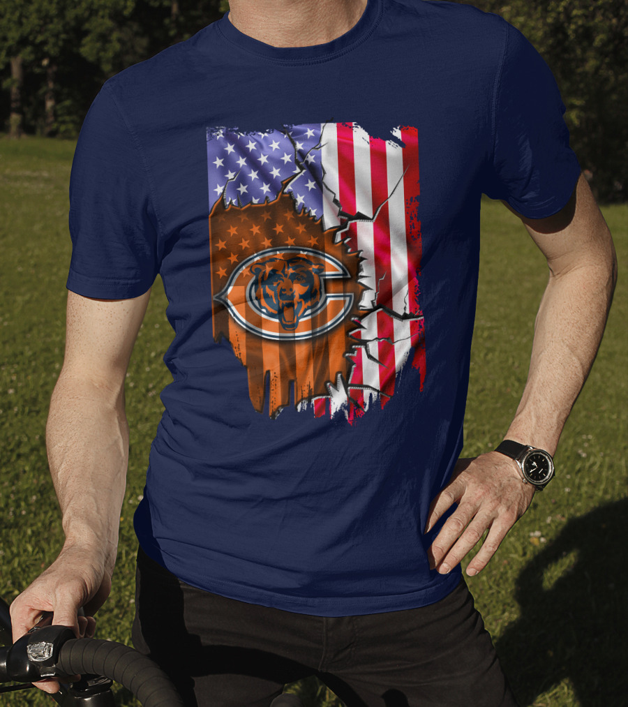 American Flag Chicago Bears Logo Stars Stripes T-Shirt