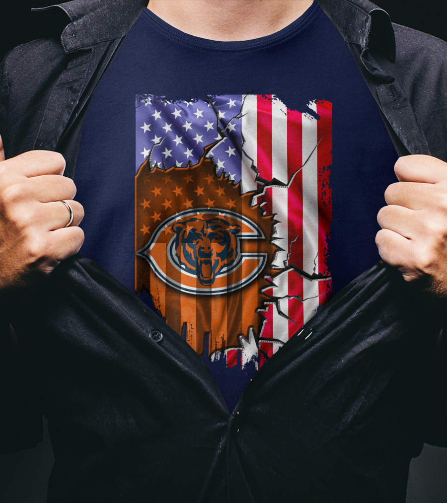 American Flag Chicago Bears Logo Stars Stripes T-Shirt