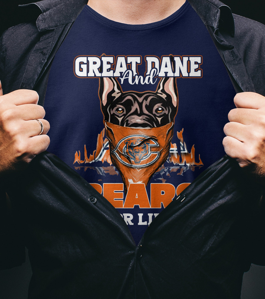 Great Dane And Bears For Life Chicago Bears T-Shirt