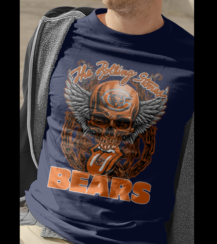 The Rolling Stones Chicago Bears Skull With Wings And Tongue T-Shirt