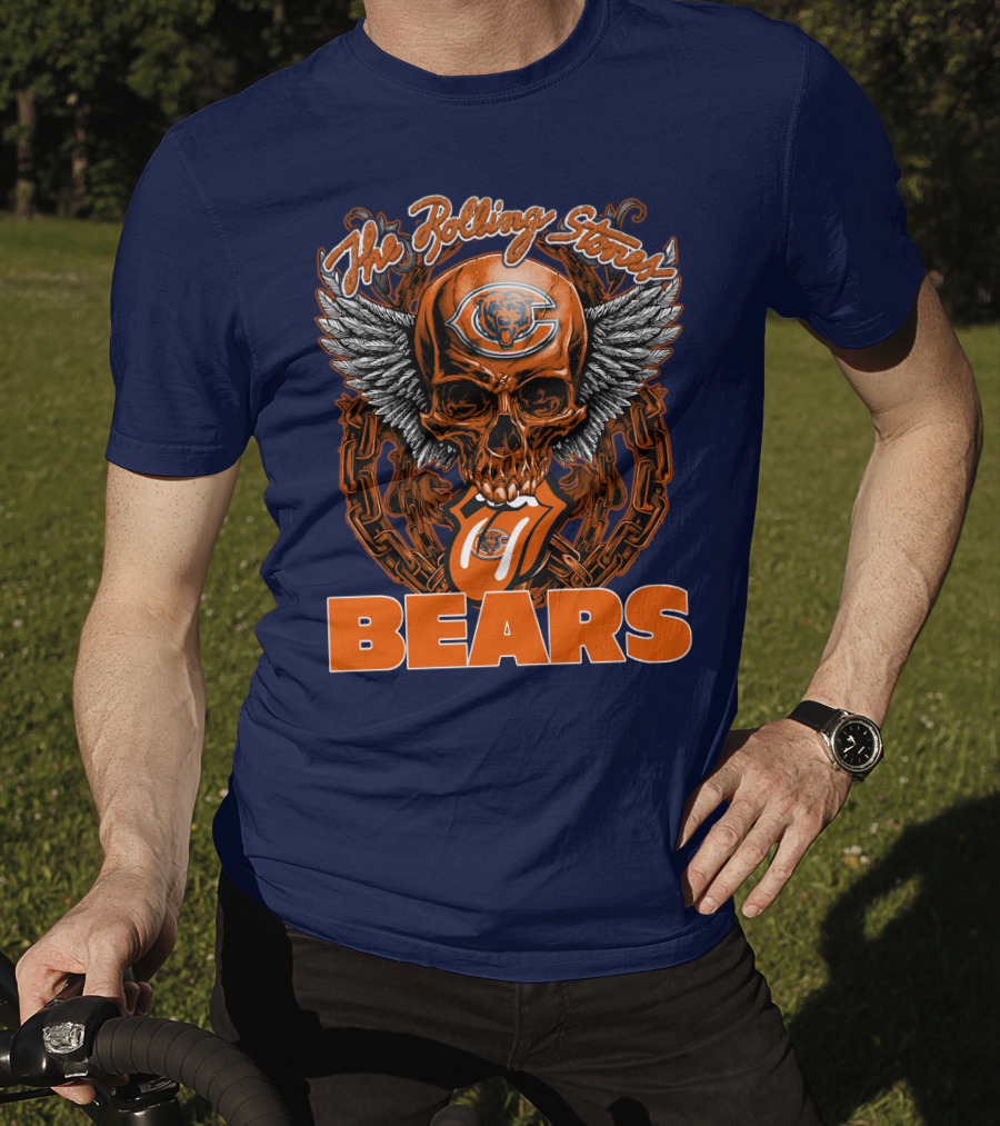 The Rolling Stones Chicago Bears Skull With Wings And Tongue T-Shirt