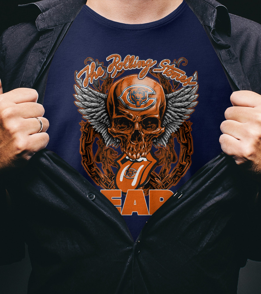 The Rolling Stones Chicago Bears Skull With Wings And Tongue T-Shirt