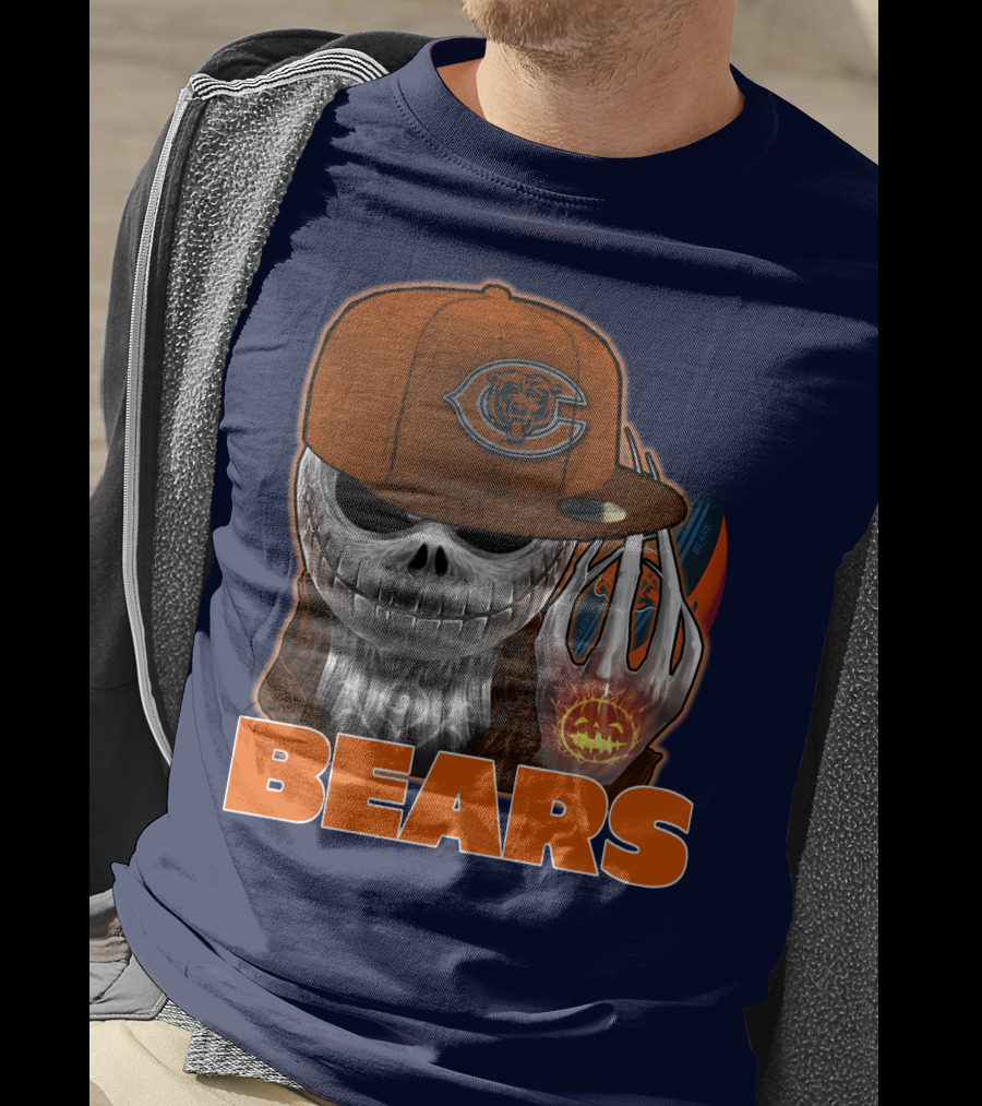 Jackskull BEARS CHICAGO Halloween Football Skeleton T-Shirt