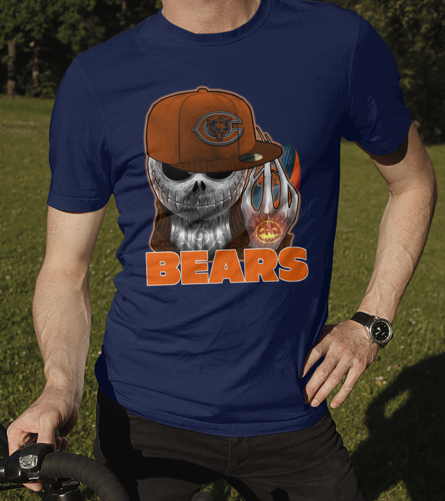 Jackskull BEARS CHICAGO Halloween Football Skeleton T-Shirt
