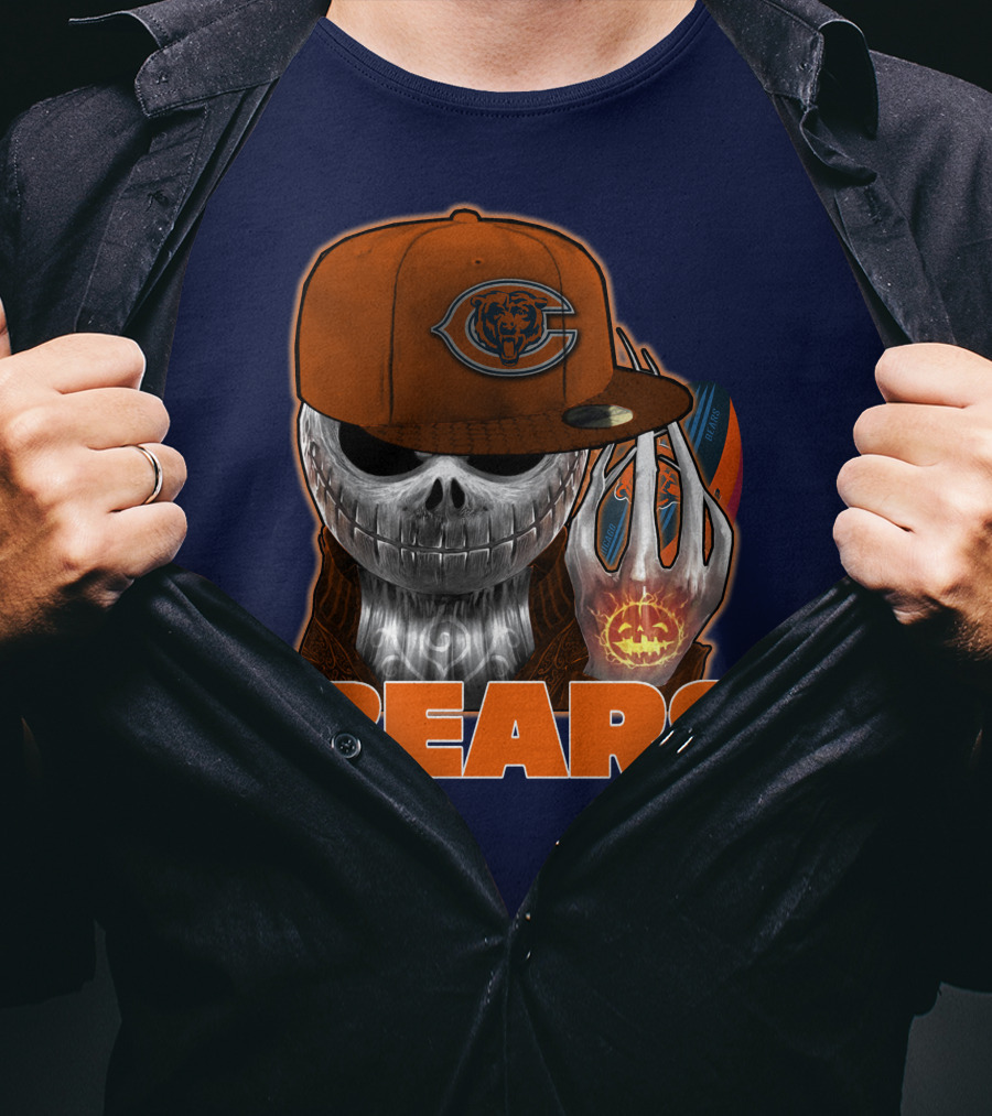 Jackskull BEARS CHICAGO Halloween Football Skeleton T-Shirt