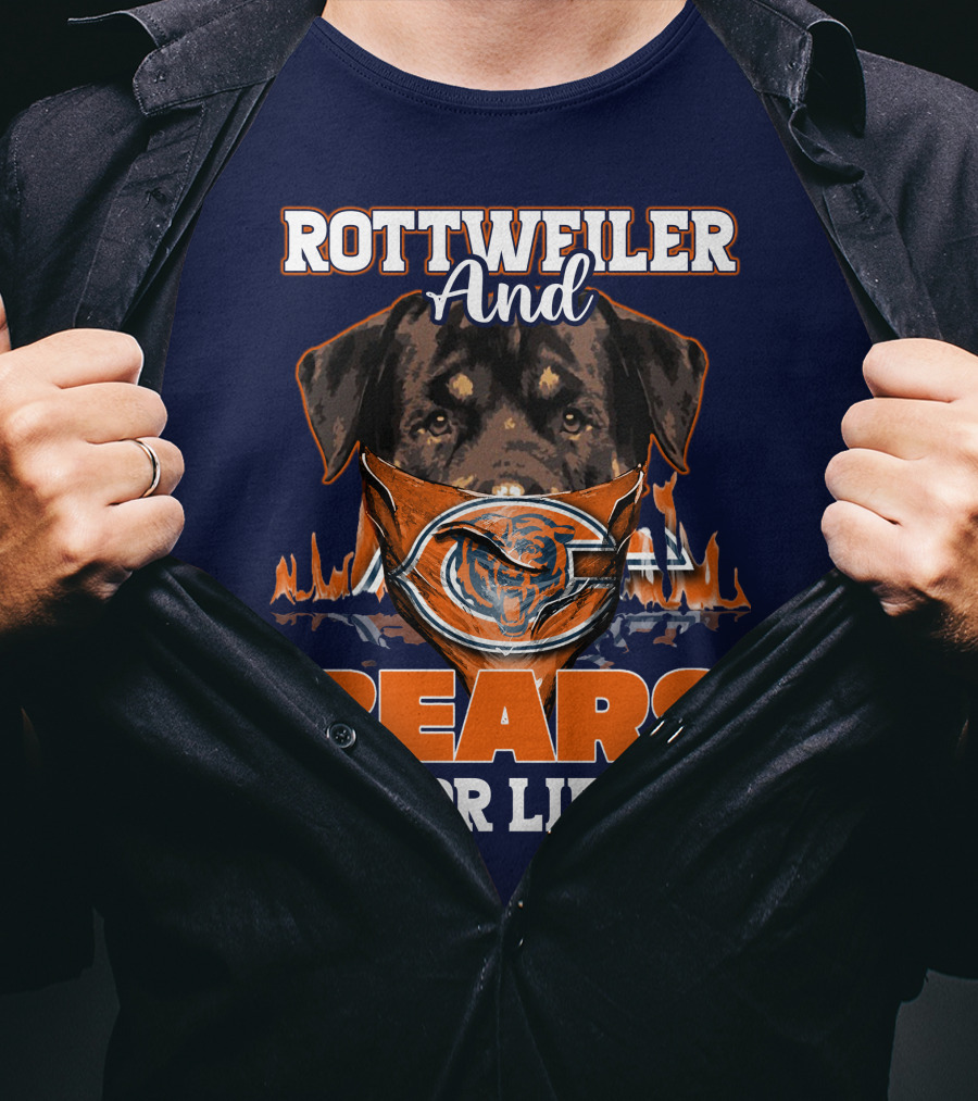 Rottweiler And Chicago Bears For Life T-Shirt