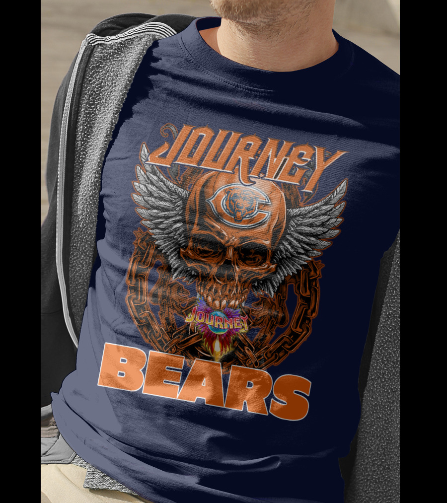 CHICAGO BEARS JOURNEY Skull Wings Chains T-Shirt