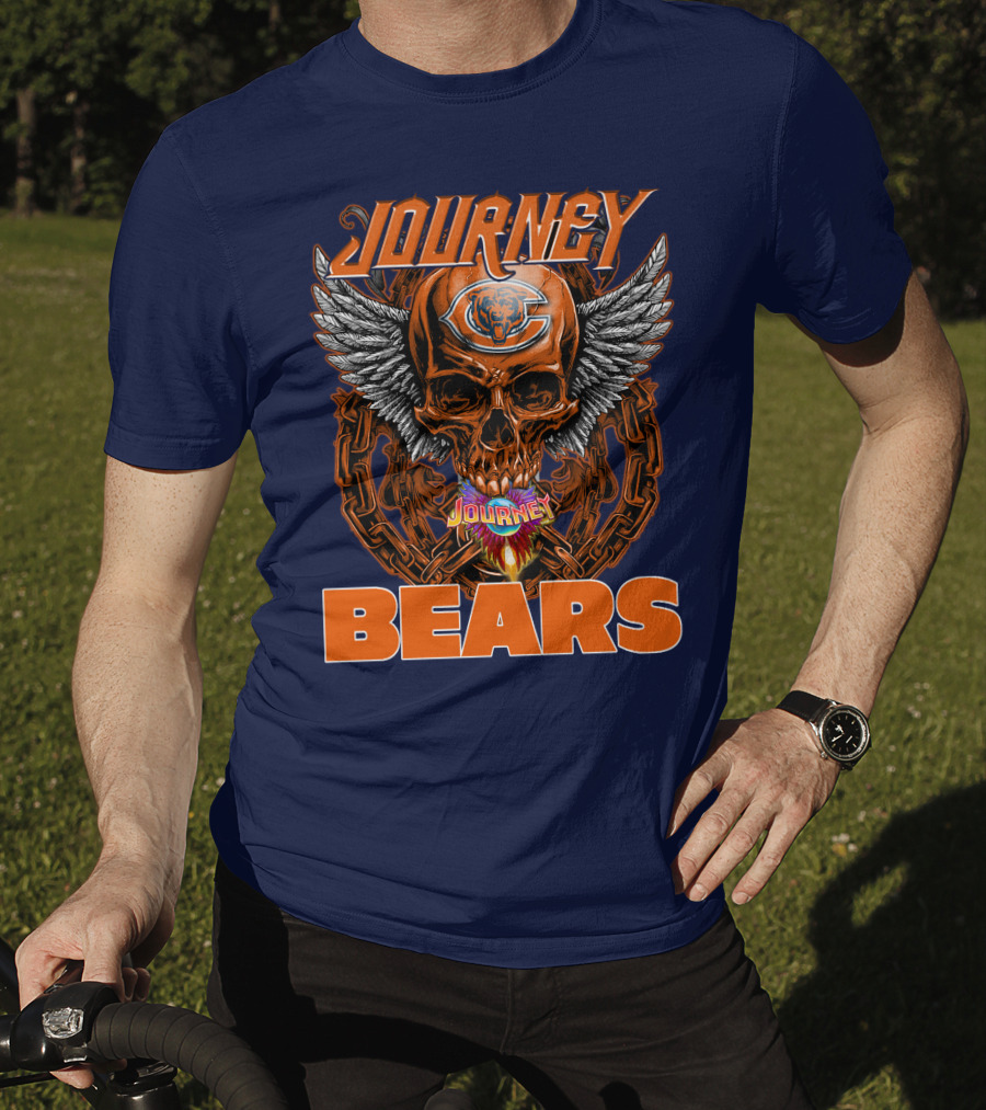 CHICAGO BEARS JOURNEY Skull Wings Chains T-Shirt
