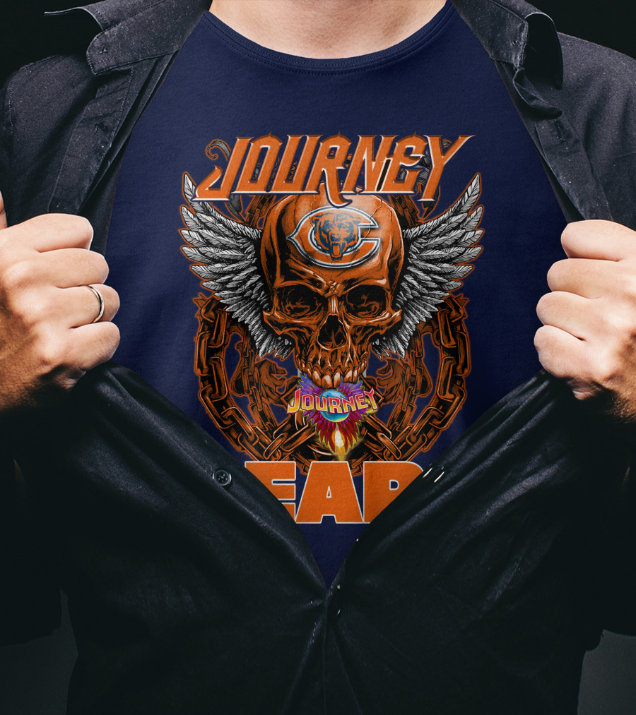 CHICAGO BEARS JOURNEY Skull Wings Chains T-Shirt