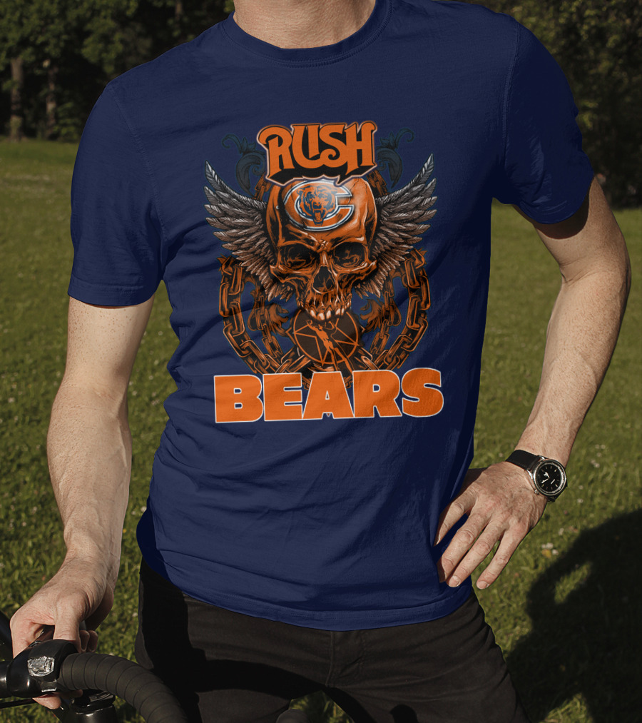 Rush Chicago Bears Skull Wings Chain T-Shirt