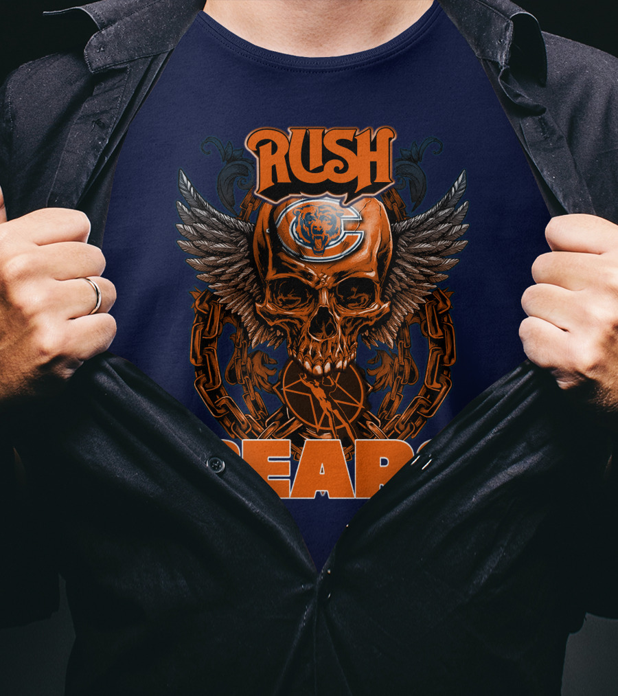 Rush Chicago Bears Skull Wings Chain T-Shirt