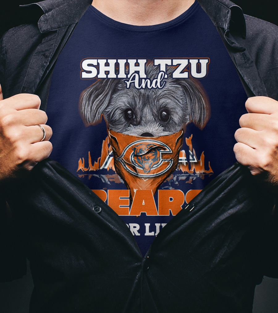 Shih Tzu And Bears For Life Chicago Bears T-Shirt