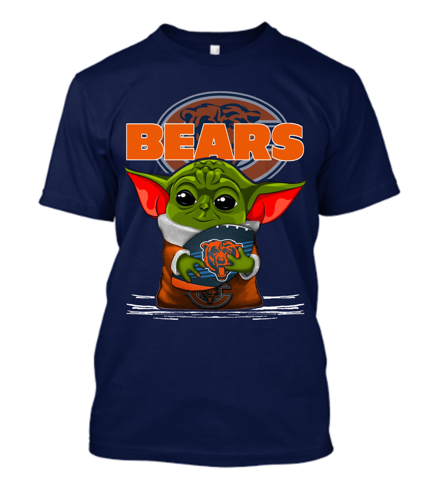 Yoda Holding Football With Chicago Bears T-Shirt