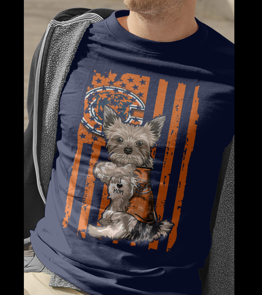 Yorkshire Terrier I Love Mom CHICAGO BEARS T-Shirt