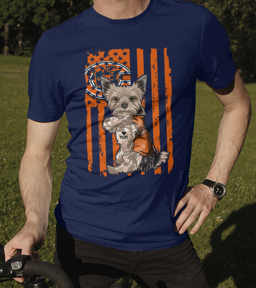 Yorkshire Terrier I Love Mom CHICAGO BEARS T-Shirt