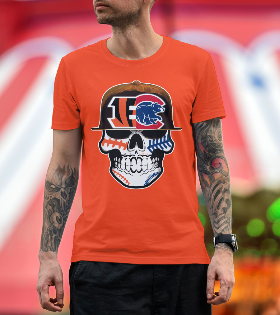 Cincinnati Bengals 53 Bears Skull Baseball Patterns T-Shirt