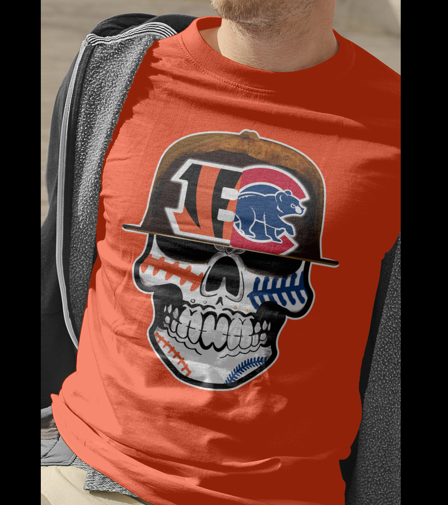 Cincinnati Bengals 53 Bears Skull Baseball Patterns T-Shirt