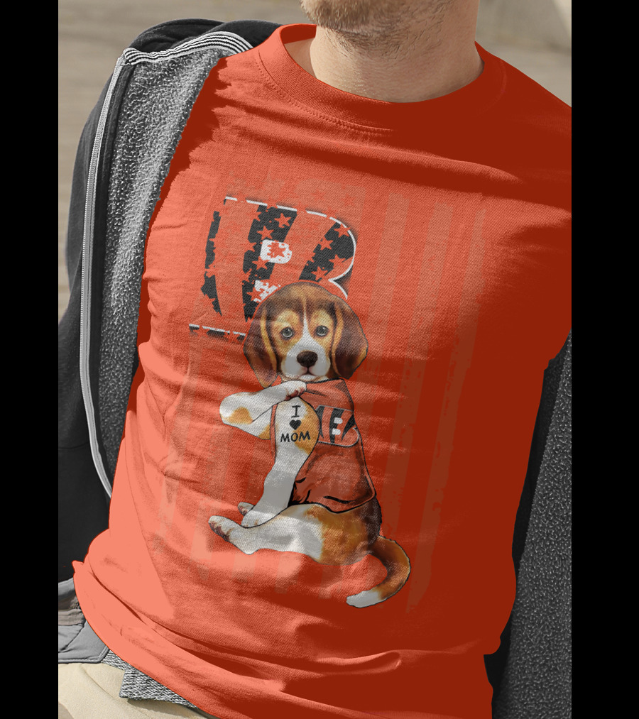 Beagle I Love Mom Cincinnati Bengals B T-Shirt