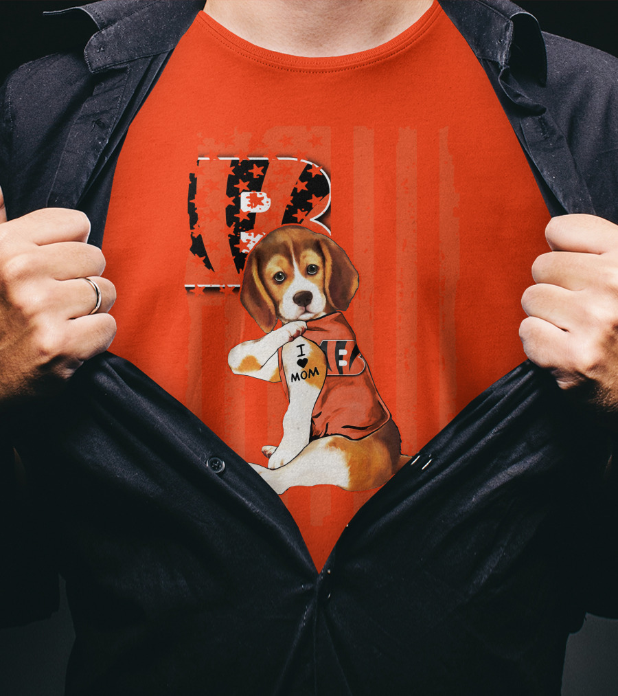 Beagle I Love Mom Cincinnati Bengals B T-Shirt