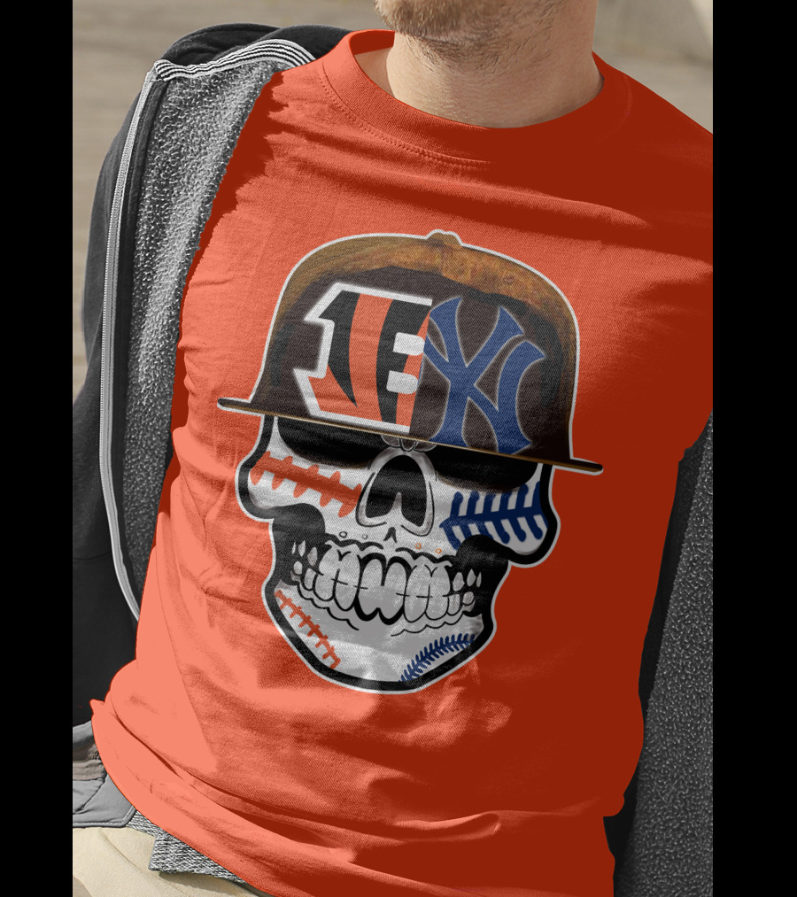 Cincinnati Bengals Yankees Skull Sports Fusion T-Shirt