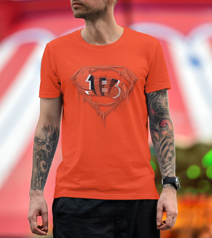 Cincinnati Bengals 57 Superhero Logo Melt Effect T-Shirt
