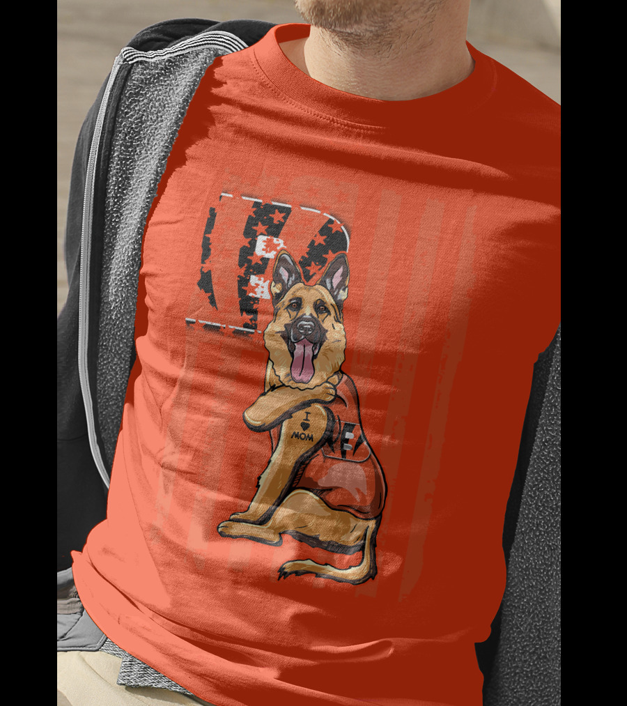 German Shepherd Cincinnati Bengals I Love Mom Football Fan T-Shirt