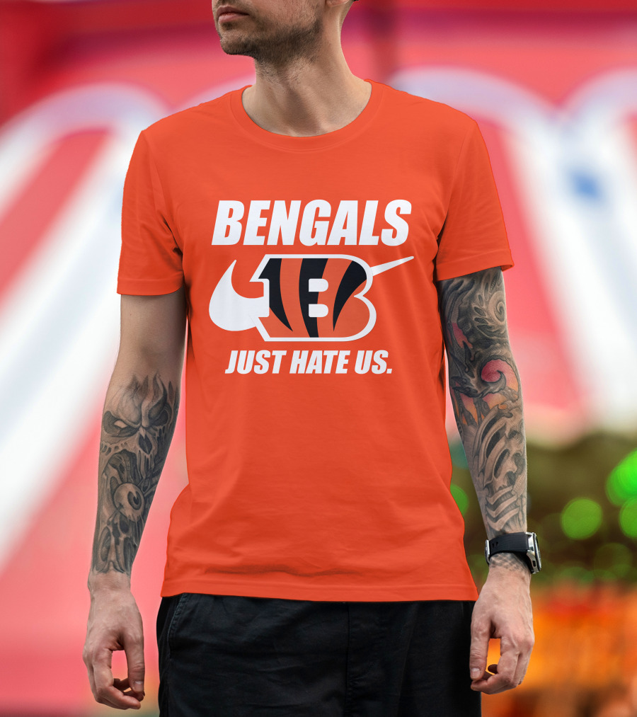 Bengals Just Hate Us Tiger Stripes Football T-Shirt