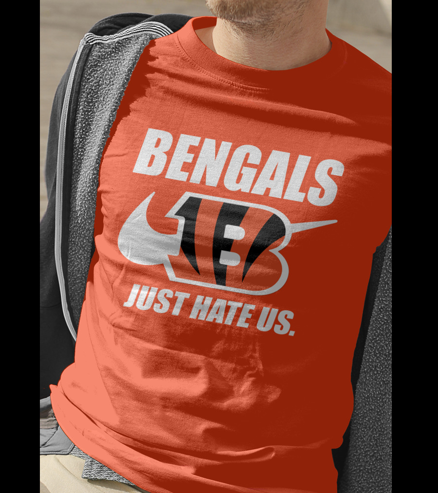 Bengals Just Hate Us Tiger Stripes Football T-Shirt