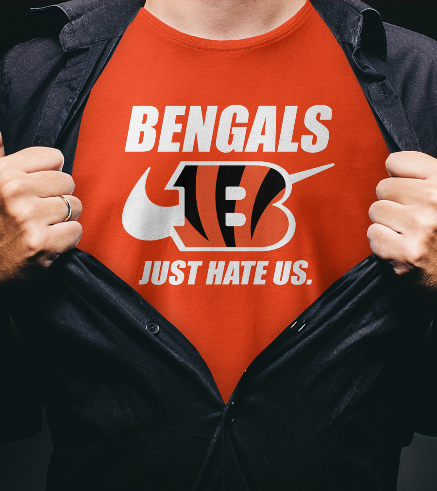 Bengals Just Hate Us Tiger Stripes Football T-Shirt