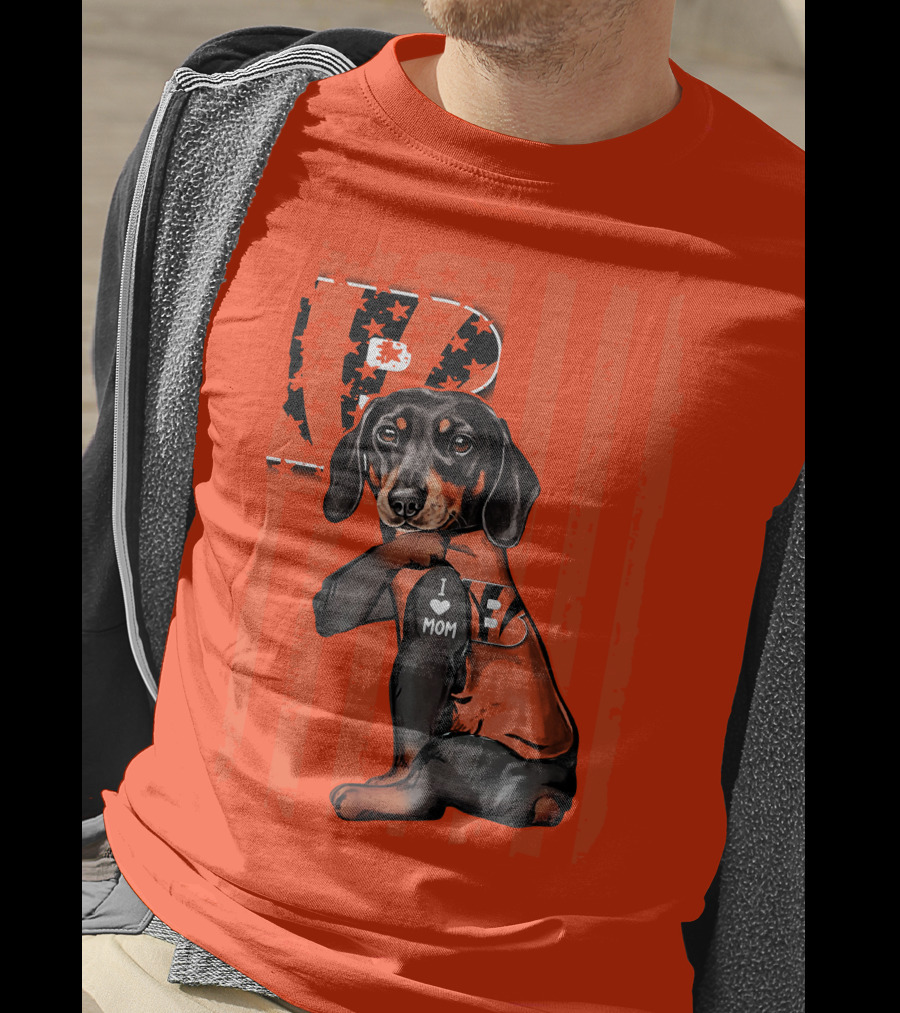 Dachshund Cincinnati Bengals Love I Heart Mom T-Shirt