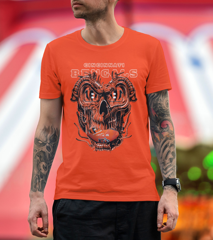 CINCINNATI BENGALS Dragonskull Football T-Shirt