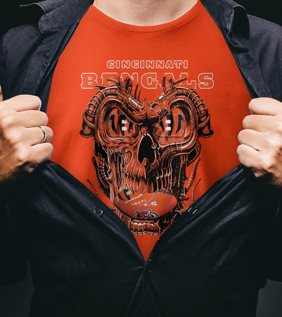 CINCINNATI BENGALS Dragonskull Football T-Shirt