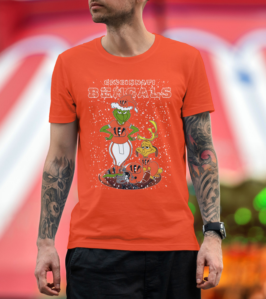 Cincinnati Bengals Grinch Holiday Football Mischief T-Shirt