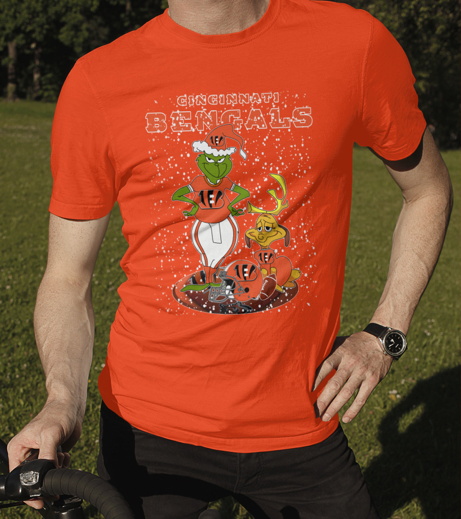 Cincinnati Bengals Grinch Holiday Football Mischief T-Shirt