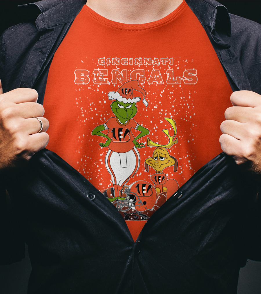 Cincinnati Bengals Grinch Holiday Football Mischief T-Shirt